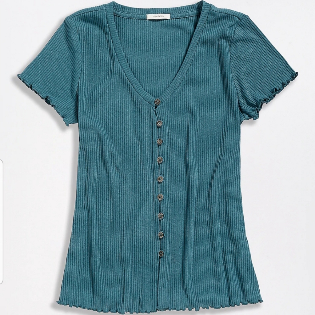 Solid Button Front Ribbed Shirt